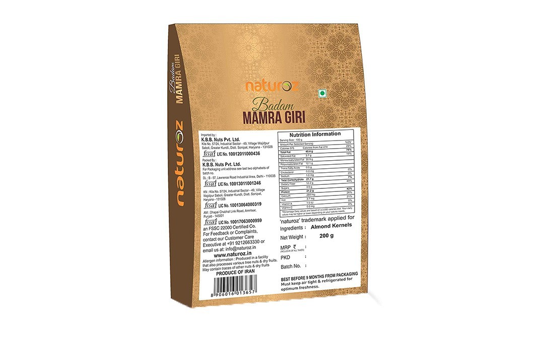 Magic Nuts Naturoz Badam Mamra Giri    Pack  200 grams